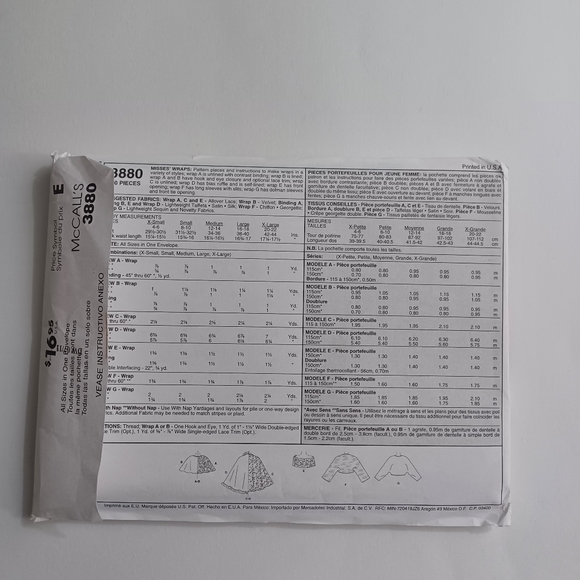 McCalls Evening Elegance Wrap Sewing Pattern All Sizes #3880 -80s -Uncut Vintage - Picture 3 of 5